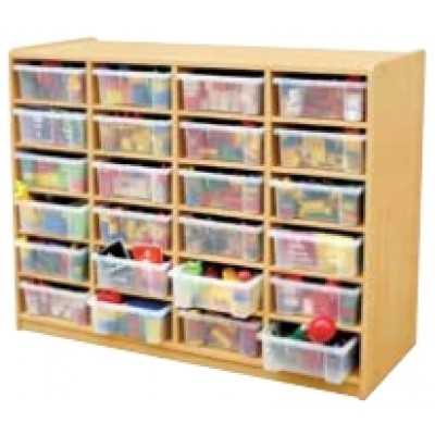 وحدة تخزين وسائل 24 فتحة - 24 صندوق تخزين شفاف وحدة تخزين وسائل 24 فتحة - 24 صندوق تخزين شفاف