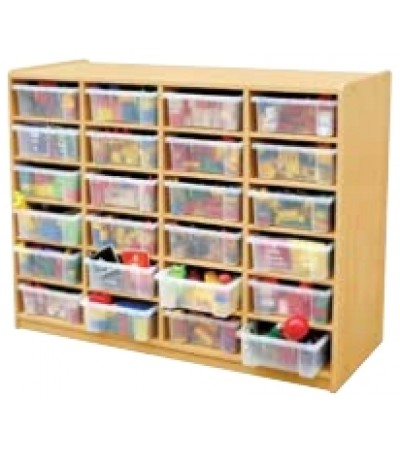 وحدة تخزين وسائل 24 فتحة - 24 صندوق تخزين شفاف