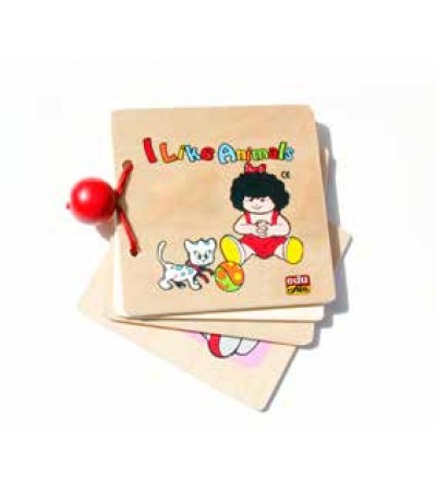 كتب خشبية - أنا أحب الحيوانات