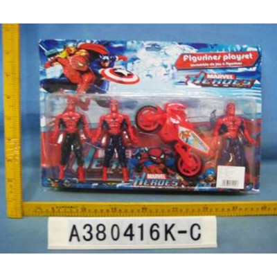 3PCS SPIDERMAN FIGURE W/LIGHT W/MOTORCYCLE B.C