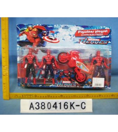 3PCS SPIDERMAN FIGURE W/LIGHT W/MOTORCYCLE B.C