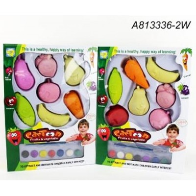 CARTOON FRUIT & VEGETABLE PAINT, 2 ASST, WB