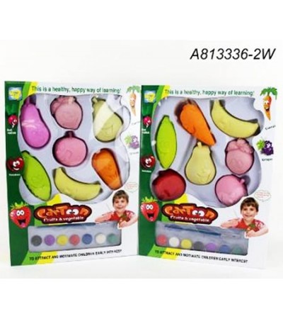 CARTOON FRUIT & VEGETABLE PAINT, 2 ASST, WB